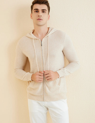 LONGMING Sweater Men's Cardigan Hoodies 100% Merino Wool 2023 Fall Winter Warm Long Sleeve Zip Sweatshirt Sport Hooded Jacket