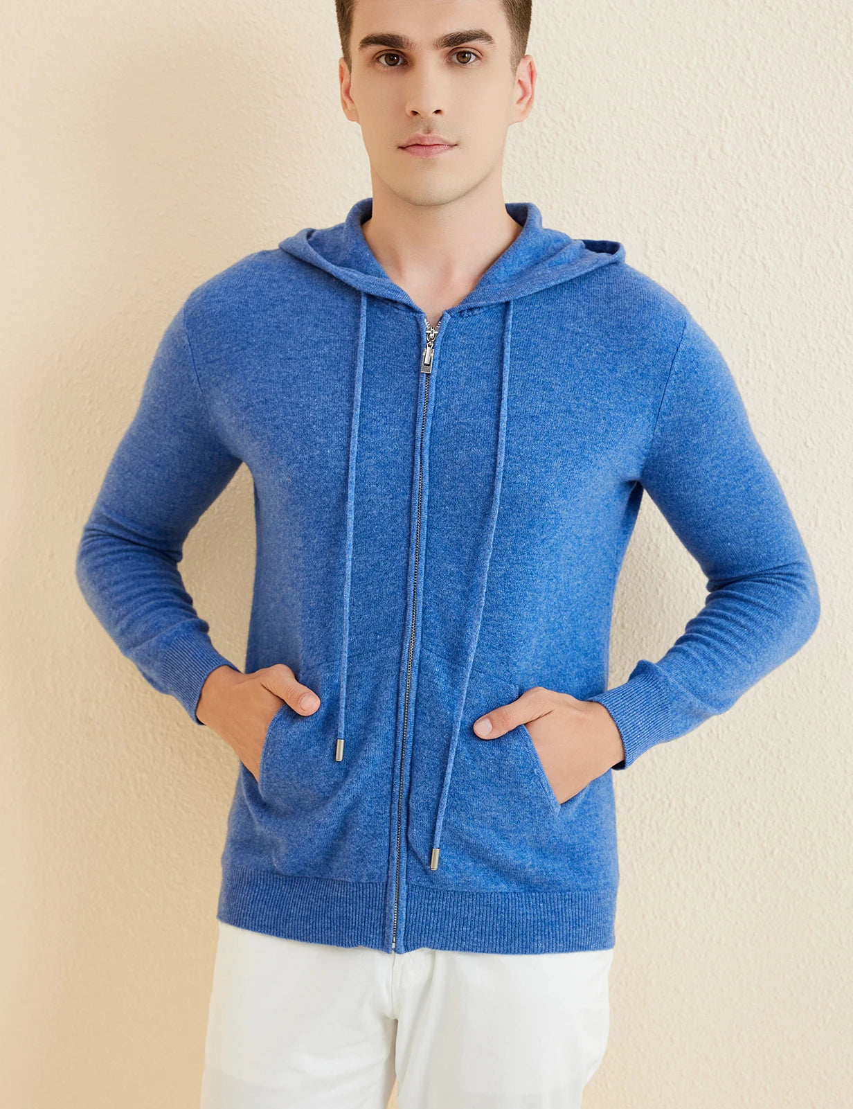 LONGMING Sweater Men's Cardigan Hoodies 100% Merino Wool 2023 Fall Winter Warm Long Sleeve Zip Sweatshirt Sport Hooded Jacket