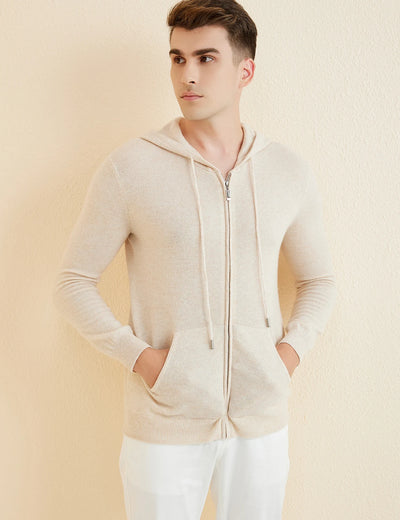 LONGMING Sweater Men's Cardigan Hoodies 100% Merino Wool 2023 Fall Winter Warm Long Sleeve Zip Sweatshirt Sport Hooded Jacket