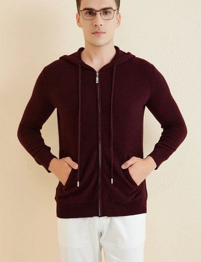 LONGMING Sweater Men's Cardigan Hoodies 100% Merino Wool 2023 Fall Winter Warm Long Sleeve Zip Sweatshirt Sport Hooded Jacket