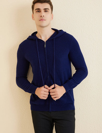 LONGMING Sweater Men's Cardigan Hoodies 100% Merino Wool 2023 Fall Winter Warm Long Sleeve Zip Sweatshirt Sport Hooded Jacket