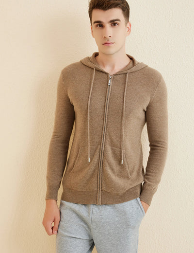 LONGMING Sweater Men's Cardigan Hoodies 100% Merino Wool 2023 Fall Winter Warm Long Sleeve Zip Sweatshirt Sport Hooded Jacket