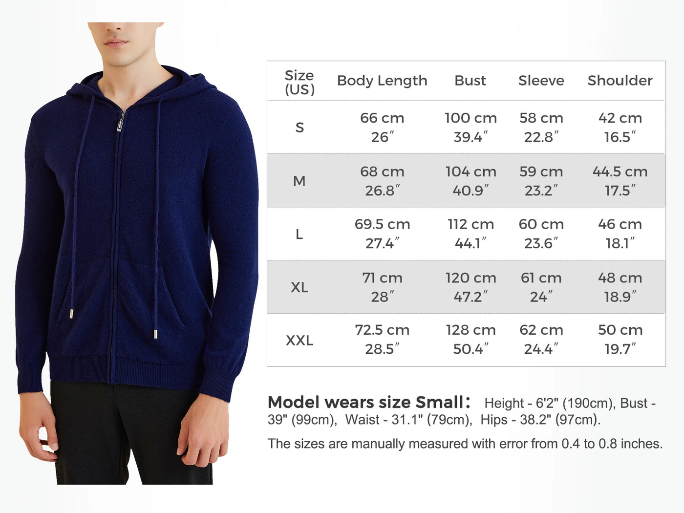 LONGMING Sweater Men's Cardigan Hoodies 100% Merino Wool 2023 Fall Winter Warm Long Sleeve Zip Sweatshirt Sport Hooded Jacket