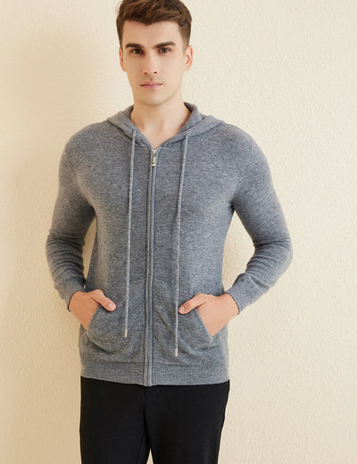 LONGMING Sweater Men's Cardigan Hoodies 100% Merino Wool 2023 Fall Winter Warm Long Sleeve Zip Sweatshirt Sport Hooded Jacket