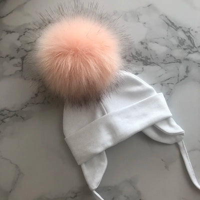 Autumn Winter Boy Girl Faux Fur Pompom Cotton Earmuffs Caps For Newborn Toddler Baby Hats Beaine Zara Kids Children Bonnet