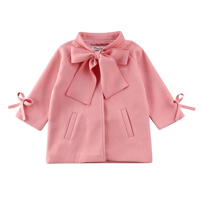 Cute Toddler Kids Baby Girls Overcoat Woolen Bowknot Single Breasted Coat For Girl Outerwear Winter Warm Clothes Snowsuit 2-8Yrs