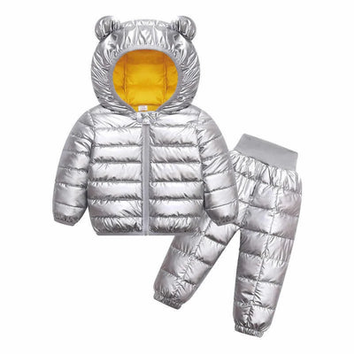 Toddler Winter Baby Girls Boys Clothing Sets Warm Faux Down Jacket Clothes Sets Children Kids Snowsuit Coats Vest Pants Overalls