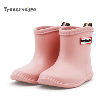 Child  Boy rubber Rain Shoes Girls Boys Kid Ankle Rain boots Waterproof shoes Round toe Water Shoes soft Toddler Rubber Shoes