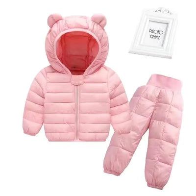 Toddler Winter Baby Girls Boys Clothing Sets Warm Faux Down Jacket Clothes Sets Children Kids Snowsuit Coats Vest Pants Overalls