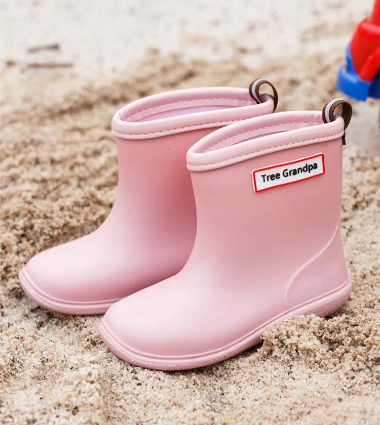 Child  Boy rubber Rain Shoes Girls Boys Kid Ankle Rain boots Waterproof shoes Round toe Water Shoes soft Toddler Rubber Shoes