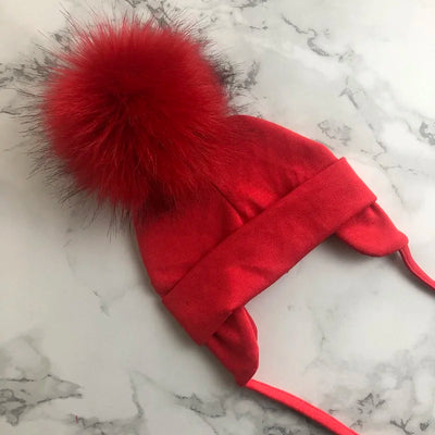 Autumn Winter Boy Girl Faux Fur Pompom Cotton Earmuffs Caps For Newborn Toddler Baby Hats Beaine Zara Kids Children Bonnet