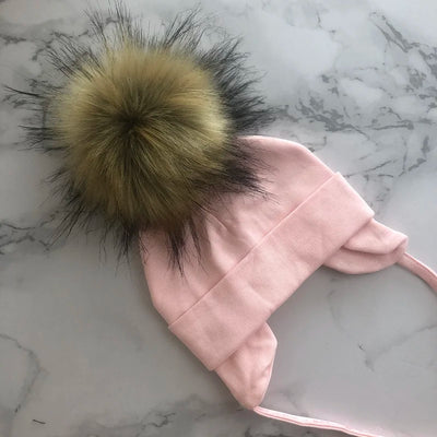 Autumn Winter Boy Girl Faux Fur Pompom Cotton Earmuffs Caps For Newborn Toddler Baby Hats Beaine Zara Kids Children Bonnet