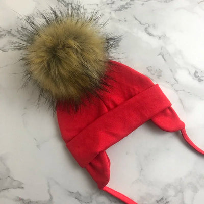 Autumn Winter Boy Girl Faux Fur Pompom Cotton Earmuffs Caps For Newborn Toddler Baby Hats Beaine Zara Kids Children Bonnet