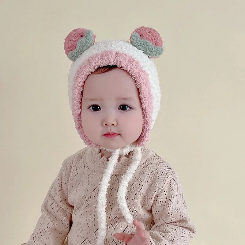 Cute Fruit Ear Baby Hat Winter Warm Plush Ear Protection Cap for Kids Boy Girl Cartoon Children Beanies Caps Bonnet