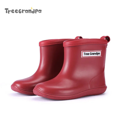 Child  Boy rubber Rain Shoes Girls Boys Kid Ankle Rain boots Waterproof shoes Round toe Water Shoes soft Toddler Rubber Shoes