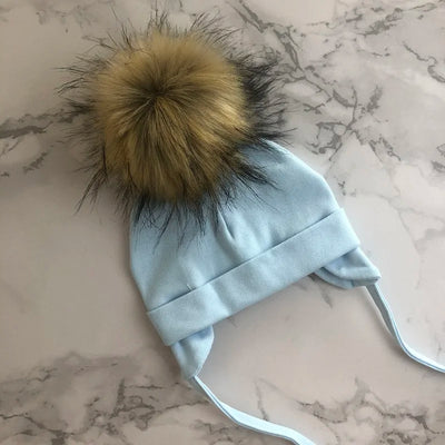 Autumn Winter Boy Girl Faux Fur Pompom Cotton Earmuffs Caps For Newborn Toddler Baby Hats Beaine Zara Kids Children Bonnet