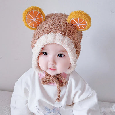 Cute Fruit Ear Baby Hat Winter Warm Plush Ear Protection Cap for Kids Boy Girl Cartoon Children Beanies Caps Bonnet