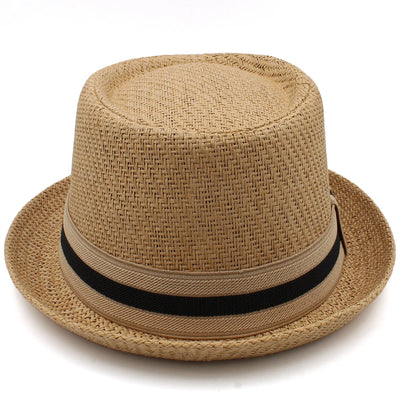 Men Women Classical Straw Pork Pie Hats Fedora Sunhats Trilby Caps Summer Boater Beach Outdoor Travel Party Size US 7 1/4 UK L