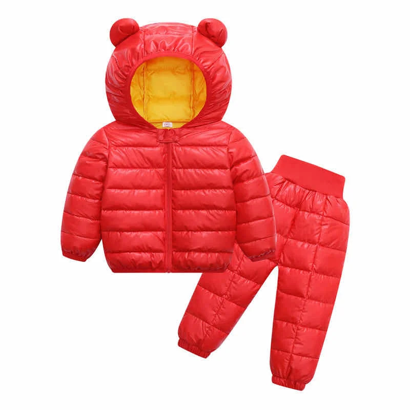 Toddler Winter Baby Girls Boys Clothing Sets Warm Faux Down Jacket Clothes Sets Children Kids Snowsuit Coats Vest Pants Overalls