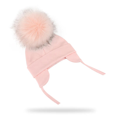 Autumn Winter Boy Girl Faux Fur Pompom Cotton Earmuffs Caps For Newborn Toddler Baby Hats Beaine Zara Kids Children Bonnet