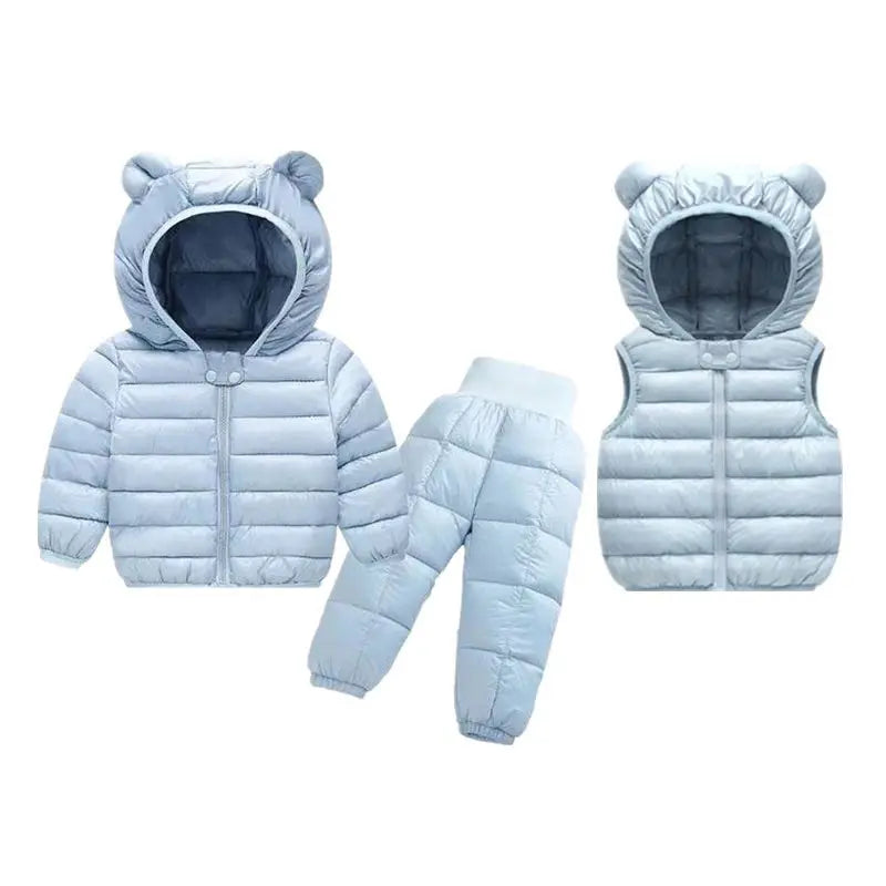 Toddler Winter Baby Girls Boys Clothing Sets Warm Faux Down Jacket Clothes Sets Children Kids Snowsuit Coats Vest Pants Overalls