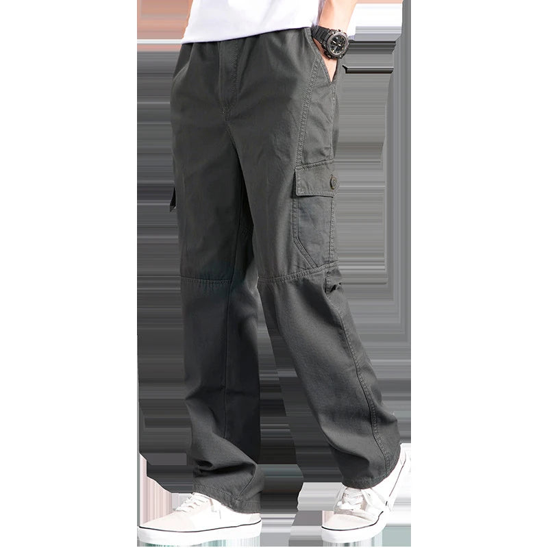 New Cargo Pants Men's Loose Straight Pants Plus Size Clothing Work Wear Japanese Joggers Homme Sports Cotton Casual Trousers