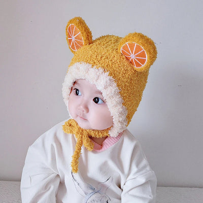 Cute Fruit Ear Baby Hat Winter Warm Plush Ear Protection Cap for Kids Boy Girl Cartoon Children Beanies Caps Bonnet