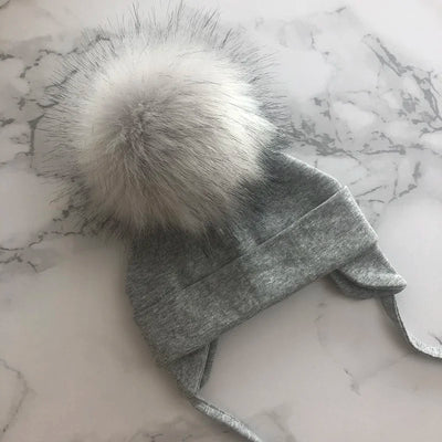 Autumn Winter Boy Girl Faux Fur Pompom Cotton Earmuffs Caps For Newborn Toddler Baby Hats Beaine Zara Kids Children Bonnet