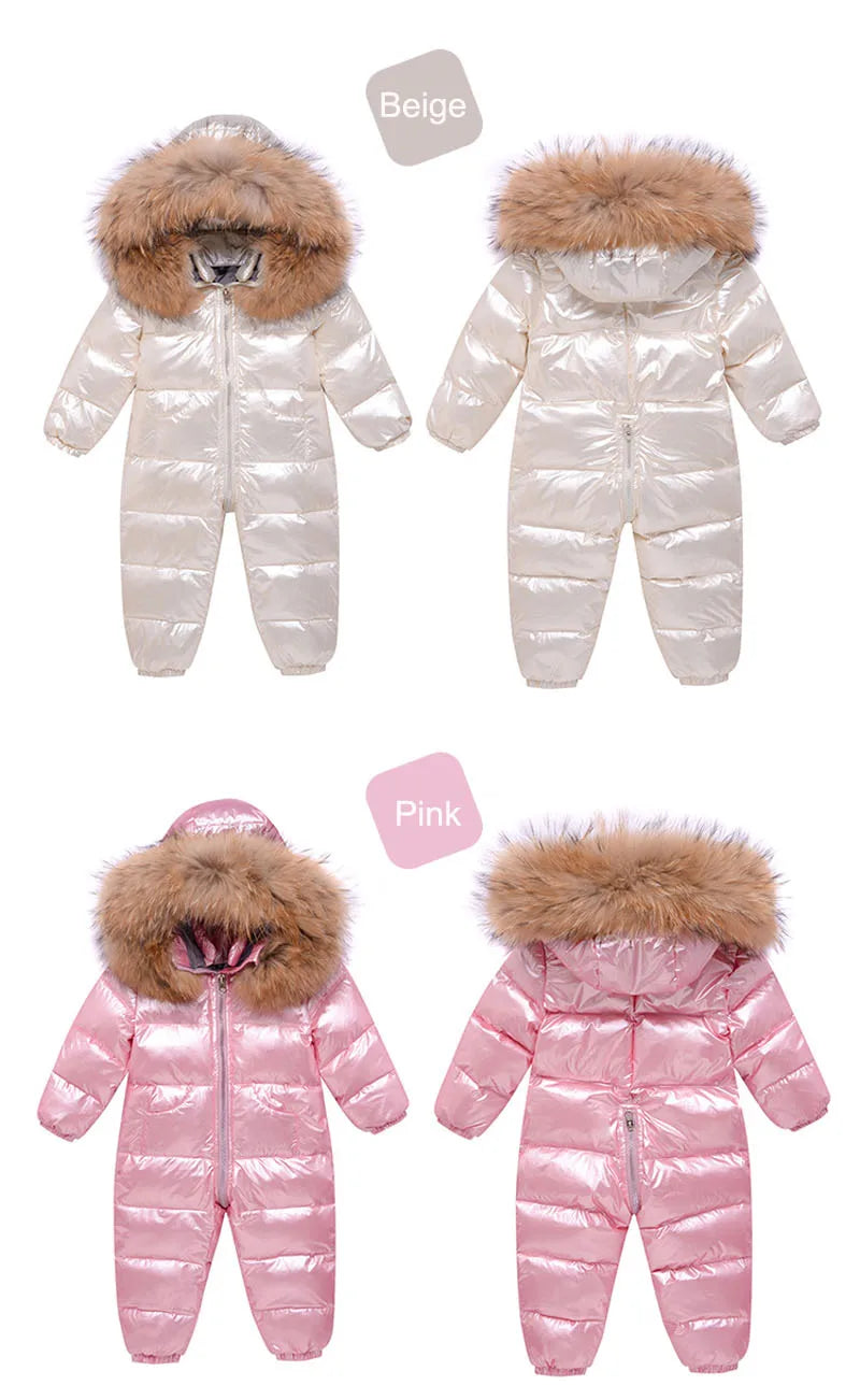 Winter Jumpsuit Overalls for Girls Children Thick Ski Suit Boys Duck Down Jacket Toddler Baby Snowsuits Outerwear Warm Coat 0-3Y