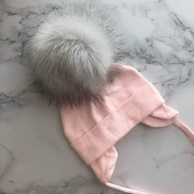 Autumn Winter Boy Girl Faux Fur Pompom Cotton Earmuffs Caps For Newborn Toddler Baby Hats Beaine Zara Kids Children Bonnet