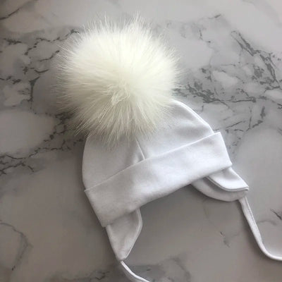 Autumn Winter Boy Girl Faux Fur Pompom Cotton Earmuffs Caps For Newborn Toddler Baby Hats Beaine Zara Kids Children Bonnet