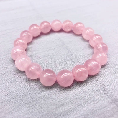 Wholesale Pink Rose Powder crystal Quartz Natural Stone Streche Bracelet Elastic Cord Pulserase Jewelry Beads Lovers woman Gift