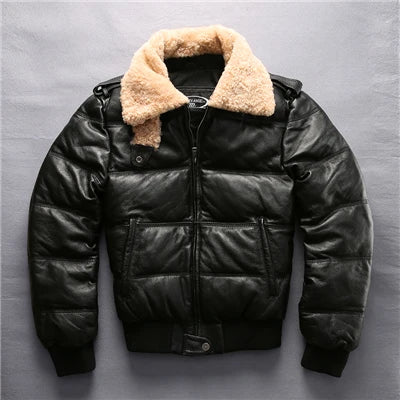 Read Description! Asian Size Genuine Men's Classic Winter Cowhide Leather Wind Pea Coat