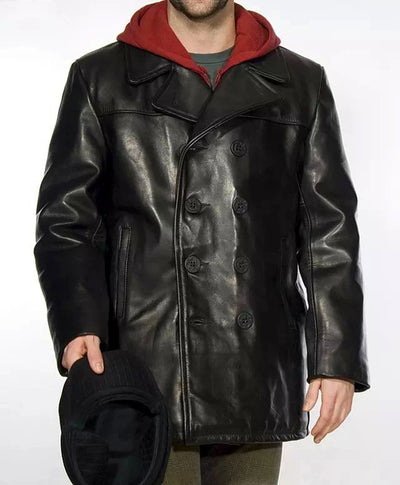 Read Description! Asian Size Genuine Men's Classic Winter Cowhide Leather Wind Pea Coat