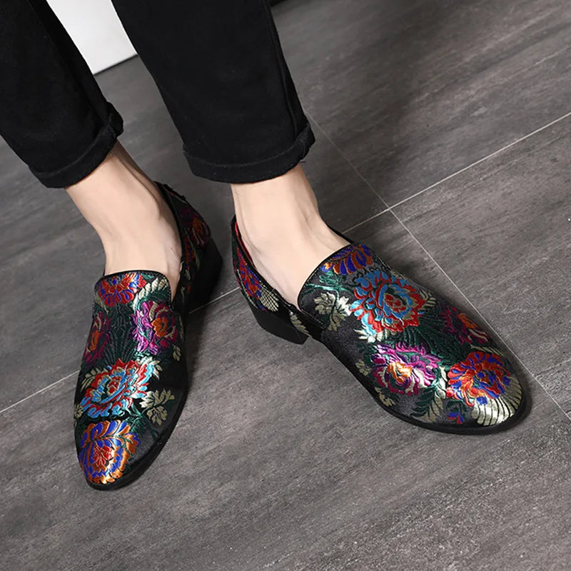 Hot Sale Embroidered Loafers Men Smoking Slippers Male Wedding and Party Dress Shoes Size 38-48 Free Shipping