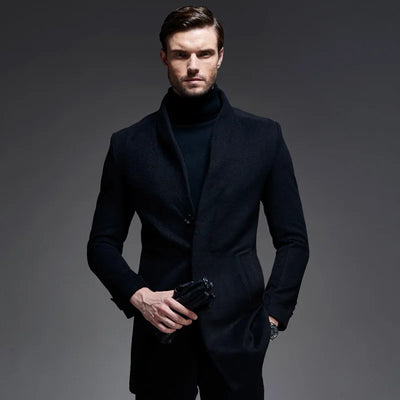 Winter Wool Coat Men Slim Fit Jacket Mens Fashion Outerwear Warm Male Casual Jackets Overcoat Woolen Pea Coat Plus Size XXXL