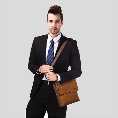 JEEP BULUO Men Bag Famous Brand 2 pcs Set Man Leather Messenger Shouder Bag Business Travelling Bags Male Tote Cross body Bags