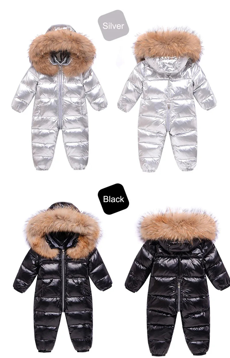 Winter Jumpsuit Overalls for Girls Children Thick Ski Suit Boys Duck Down Jacket Toddler Baby Snowsuits Outerwear Warm Coat 0-3Y