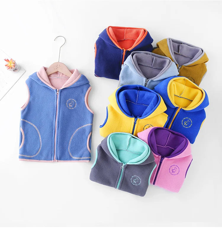 New Autumn Winter Children Tops Clothes Jackets 2-11T Candy Colors Toddler Waistcoats for Boys Girls Casual Kids Hooded Vest