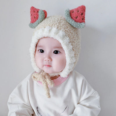 Cute Fruit Ear Baby Hat Winter Warm Plush Ear Protection Cap for Kids Boy Girl Cartoon Children Beanies Caps Bonnet