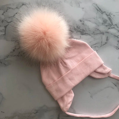 Autumn Winter Boy Girl Faux Fur Pompom Cotton Earmuffs Caps For Newborn Toddler Baby Hats Beaine Zara Kids Children Bonnet