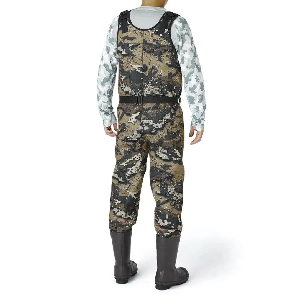 Bassdash Bare Camo Neoprene Chest Fishing Hunting Waders for Men with 600 Grams Insulated Rubber Boot Foot in 8 Sizes