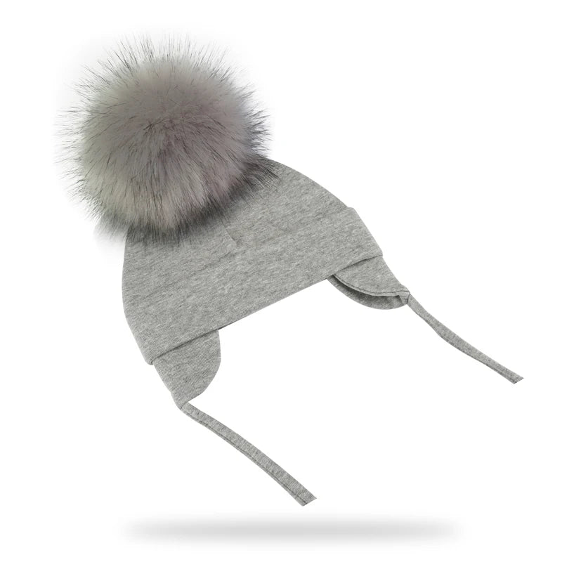 Autumn Winter Boy Girl Faux Fur Pompom Cotton Earmuffs Caps For Newborn Toddler Baby Hats Beaine Zara Kids Children Bonnet