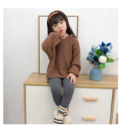 Toddler Girls Winter Thermal Leggings Autumn Children Velvet Thick Pants Kids Warm Cute Princess Stripe Tights Baby Accessories