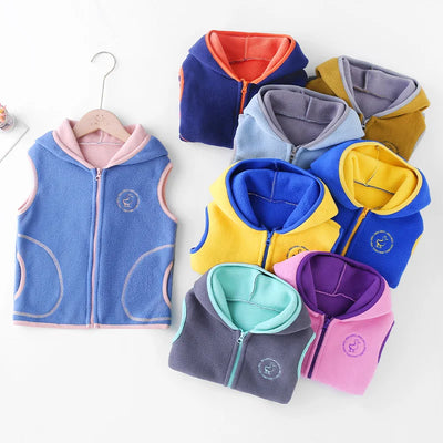 New Autumn Winter Children Tops Clothes Jackets 2-11T Candy Colors Toddler Waistcoats for Boys Girls Casual Kids Hooded Vest