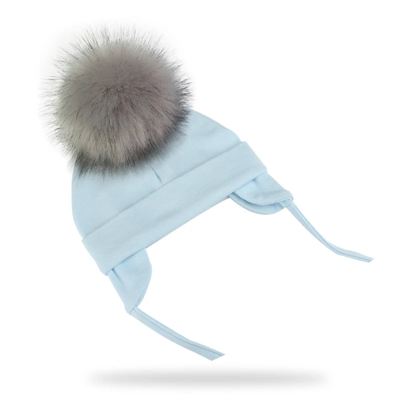 Autumn Winter Boy Girl Faux Fur Pompom Cotton Earmuffs Caps For Newborn Toddler Baby Hats Beaine Zara Kids Children Bonnet