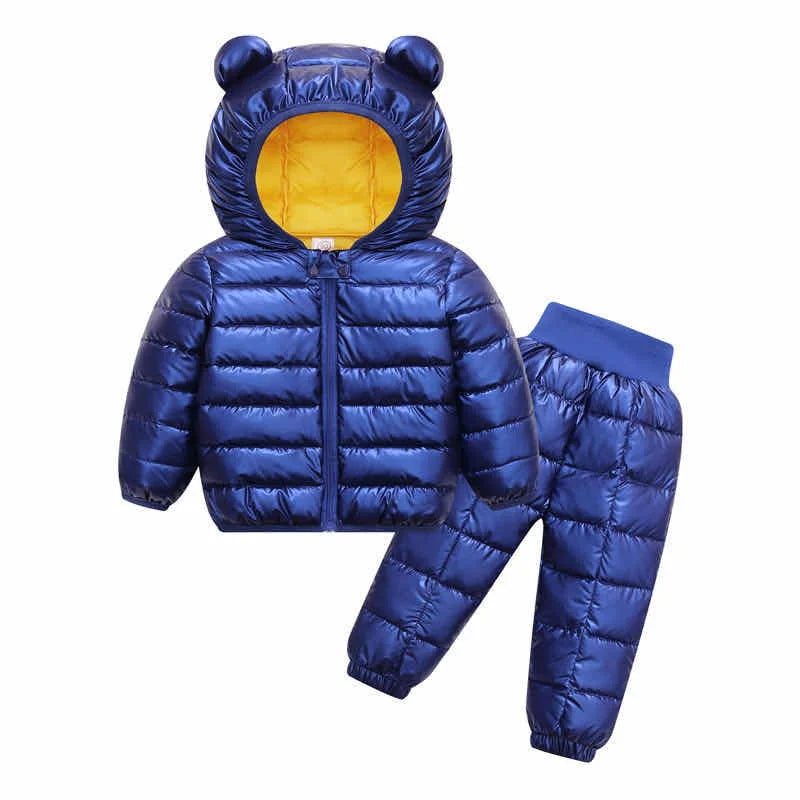 Toddler Winter Baby Girls Boys Clothing Sets Warm Faux Down Jacket Clothes Sets Children Kids Snowsuit Coats Vest Pants Overalls