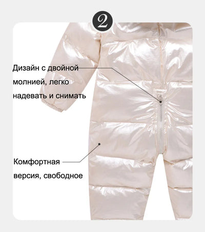 Winter Jumpsuit Overalls for Girls Children Thick Ski Suit Boys Duck Down Jacket Toddler Baby Snowsuits Outerwear Warm Coat 0-3Y