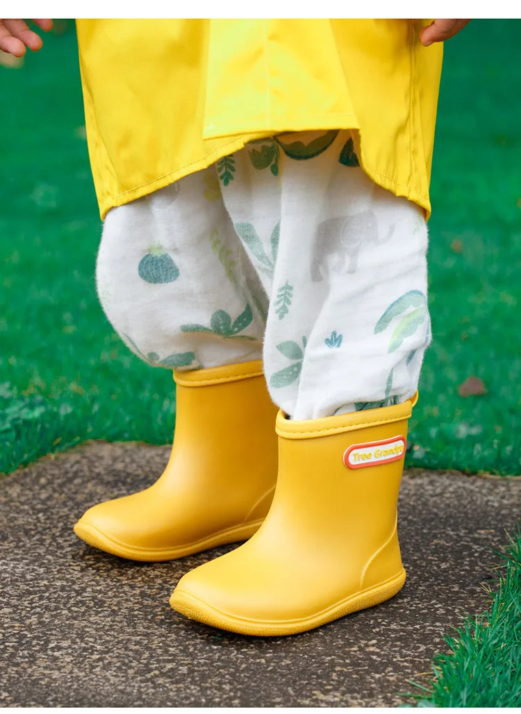 Child  Boy rubber Rain Shoes Girls Boys Kid Ankle Rain boots Waterproof shoes Round toe Water Shoes soft Toddler Rubber Shoes