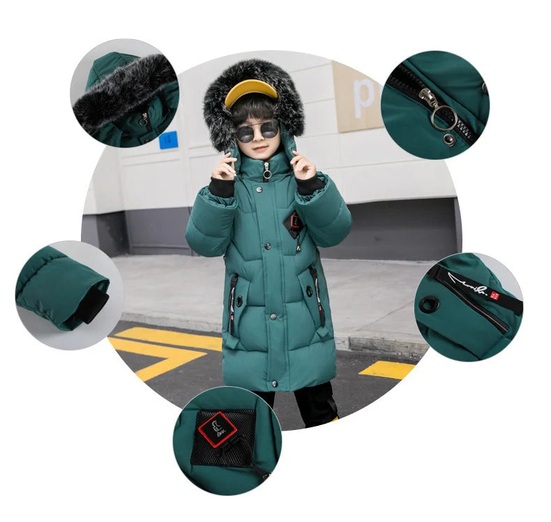 2023 Children Warm Clothing toddler boy Clothes Teen Down Cotton Padded Winter Jackets Hooded Coat Thicken Outerwear Kids Parka